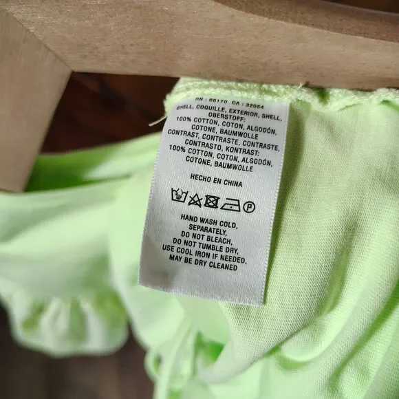 Maeve Anthropologie Womens Boho Flutter Sleeve Crop Top Size S Green Drawstring - Picture 7 of 9